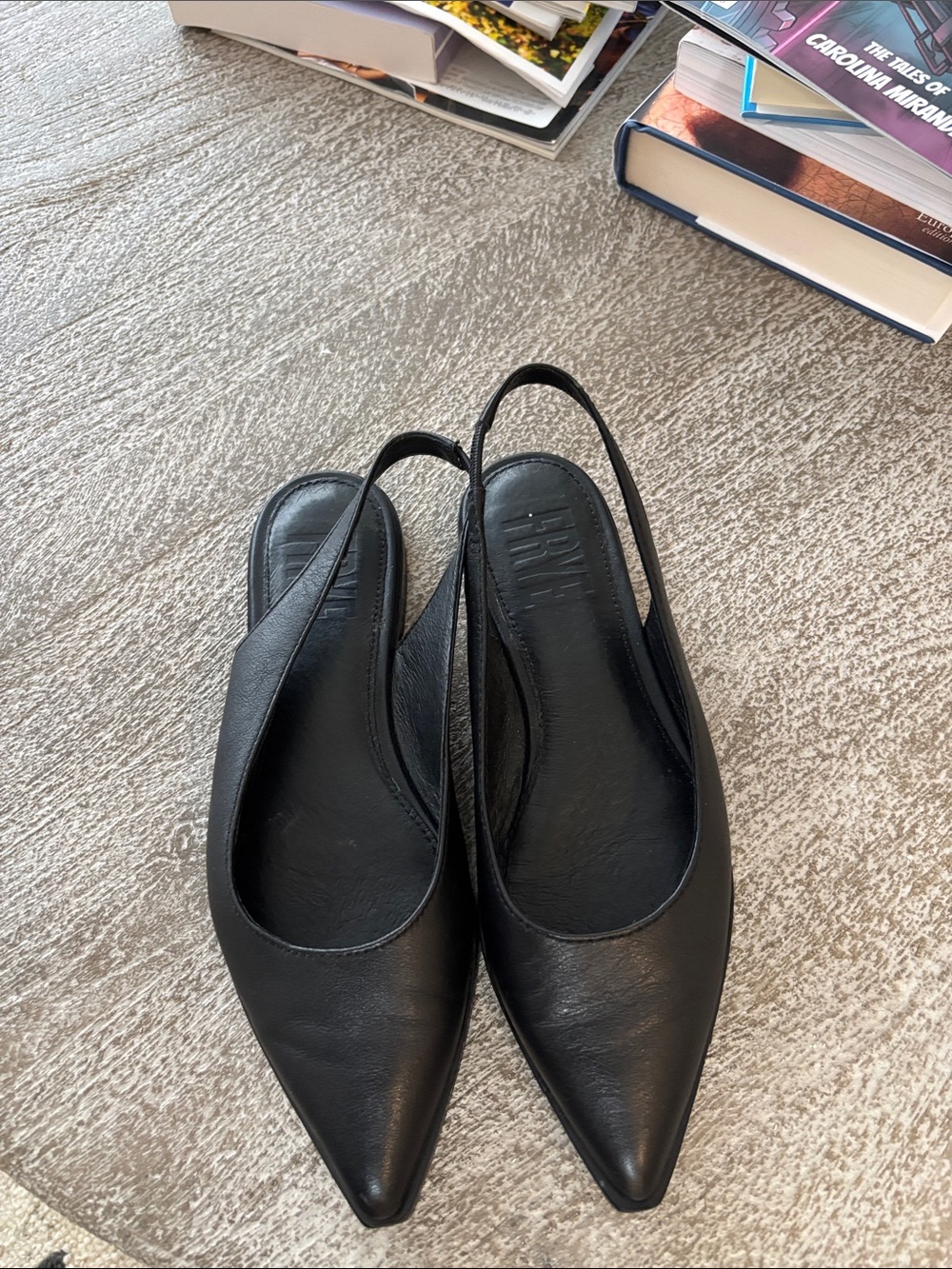 Frye Black Pointed Slingback Leather Flats - Picture 4 of 4